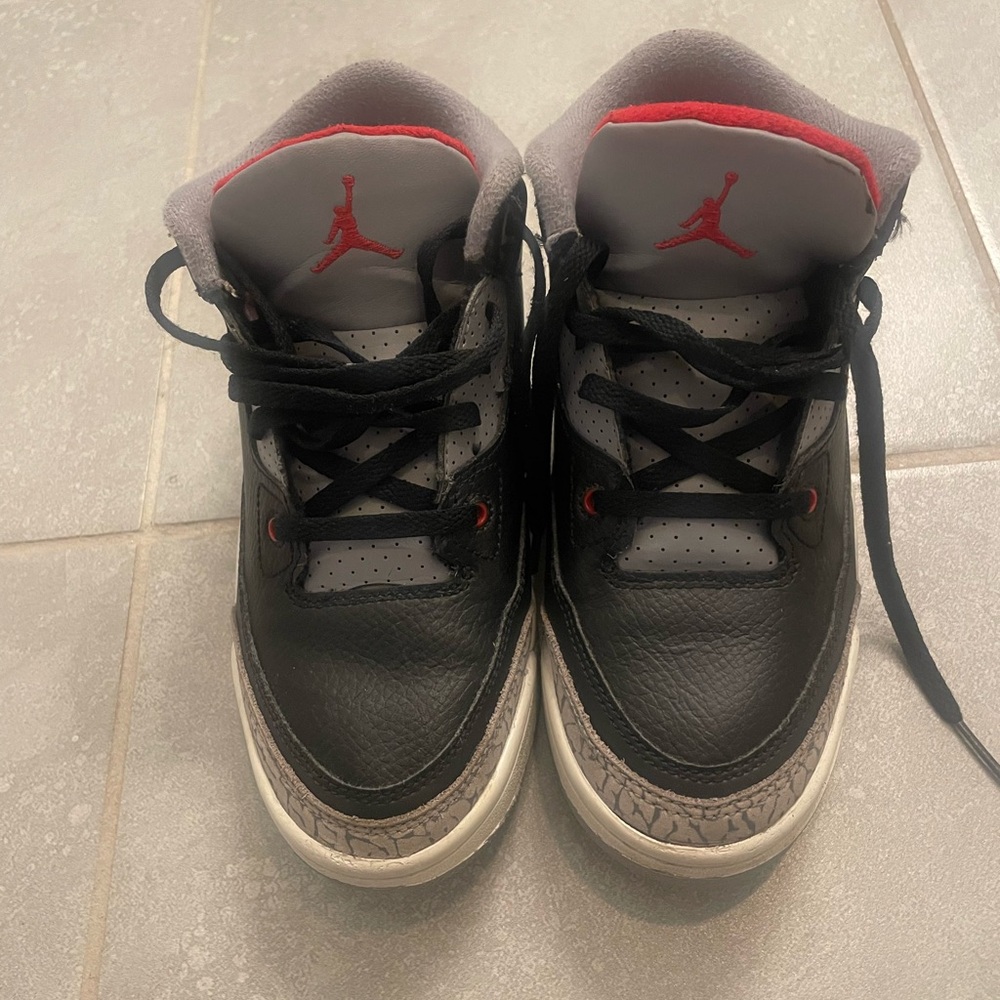 Jordan Kids Black and Gray Sneakers with Red Accents